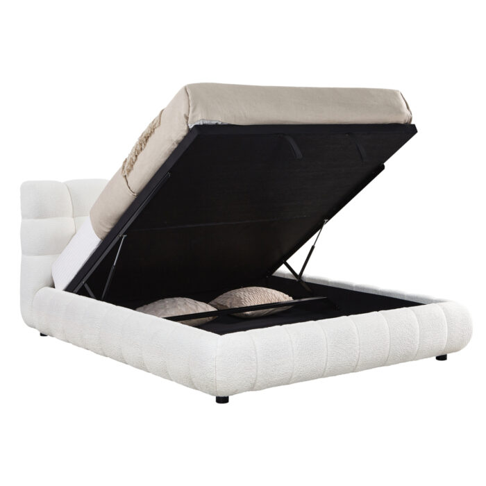 ΚΡΕΒΑΤΙ ΔΙΠΛΟ ΜΕ ΑΠΟΘ.ΧΩΡΟ BUBBLE SM725.02 ΛΕΥΚΟ CHENILLE ΥΦΑΣΜΑ--ΣΤΡΩΜΑ 160x200εκ - Image 6