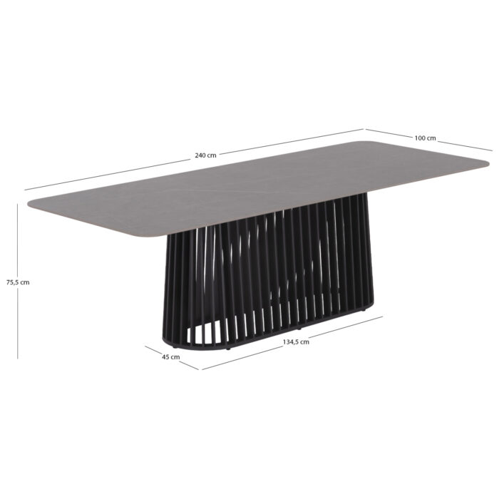 OUTDOOR DINING TABLE SERIES ETERNITY SM6175 ANTHRACITE ALUMINUM-GREY MARBLE LOOK SINTERED STONE 240x100x75H m. - Image 7