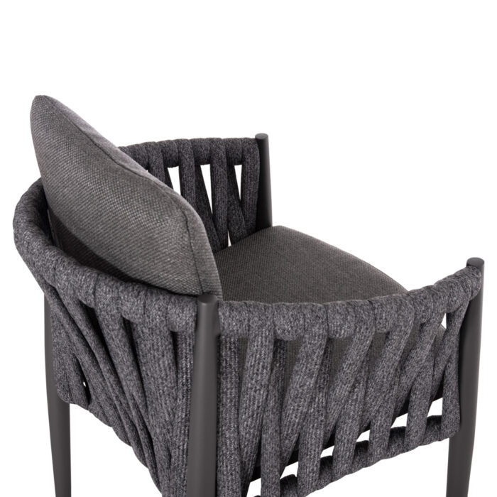 DINING ARMCHAIR KWEEN SM6210.01 DARK GREY ALUMINUM-P.E.STRAP ROPE-OLEFIN FABRIC 59x60x76Hcm. - Image 7