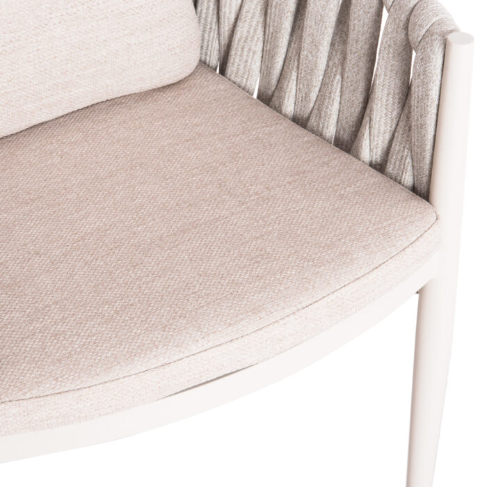 DINING ARMCHAIR KWEEN SM6210.02 CREAM WHITE ALUMINUM-BEIGE P.E.STRAP ROPE-OLEFIN FABRIC 59x60x76Hcm. - Image 7