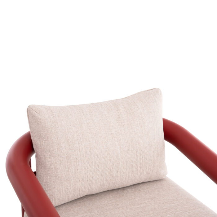 OUTDOOR LOUNGE SET 4PCS EUTOPIA SM6237.05 ALUMINUM IN RED-OLEFIN IN BEIGE-PRINTED GLASS - Image 7