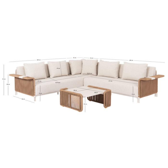 OUTDOOR LOUNGE SET 2PCS AURORA SM6319 IVORY ALUMINUM-BEIGE TWISTED WICKER-SINTERED STONE - Image 7