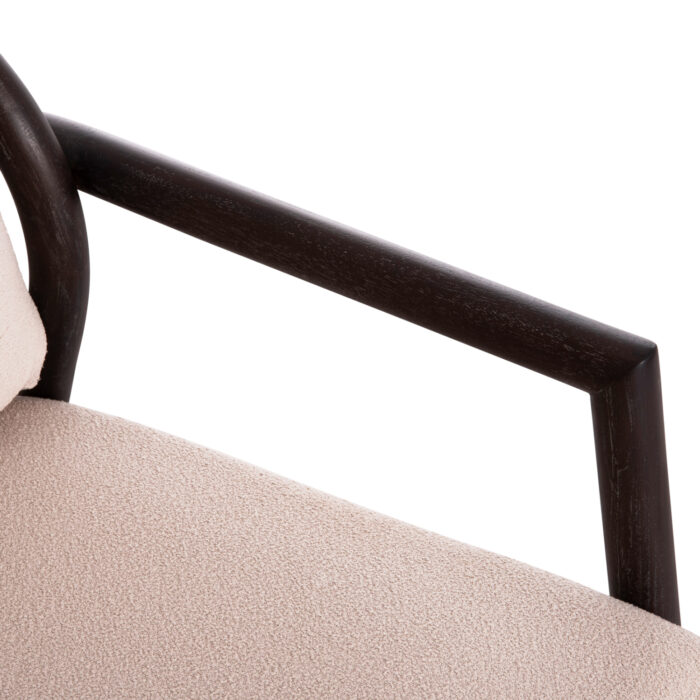 ARMCHAIR PRISTINE SM9964 MAHOGANY WOOD IN BLACK-ROPE-CREAM WHITE CUSHION 70x77x71,5Hcm. - Image 7