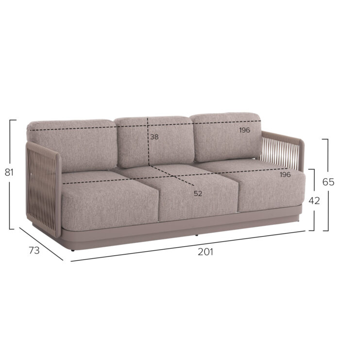 OUTDOOR LOUNGE SET 4PCS SERIES ELYSIA SM6186.02 CHAMPAGNE-COLORED ALUMINUM-ROPE-P.E.FABRIC - Image 8