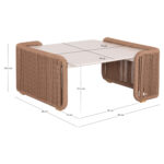 ALUMINUM COFFEE TABLE SERIES DESTINY SM6171 WICKER ROPE-SINTERED STONE TOP 88x88x39,5Hcm. - Image 8
