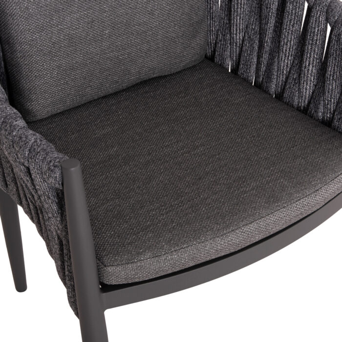 DINING ARMCHAIR KWEEN SM6210.01 DARK GREY ALUMINUM-P.E.STRAP ROPE-OLEFIN FABRIC 59x60x76Hcm. - Image 8