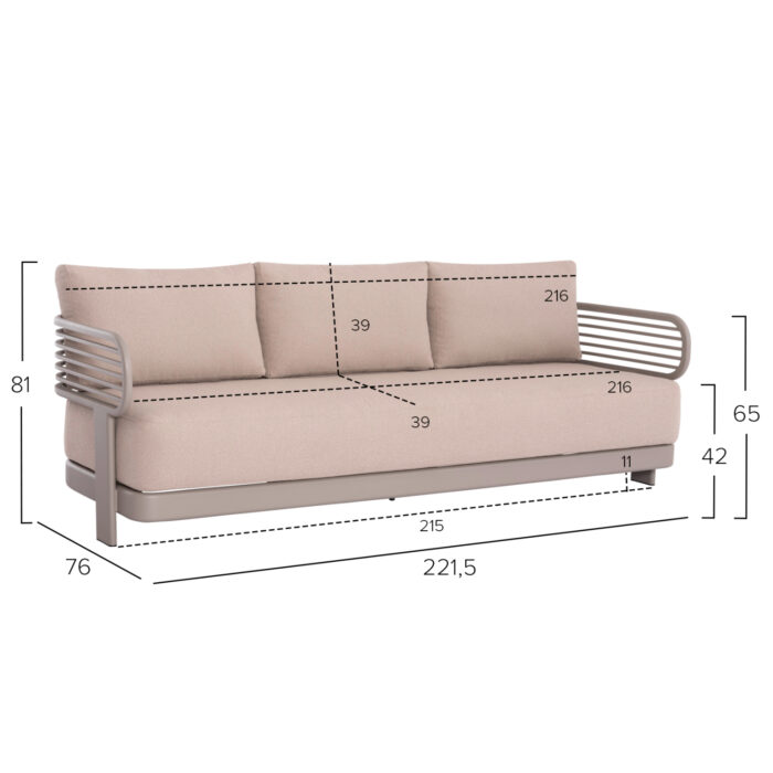 OUTDOOR LOUNGE SET 4PCS AURA SM6193.04 CHAMPAGNE COLORED ALUMINUM-OLEFIN FABRIC-ROCK BEAM TOP - Image 8