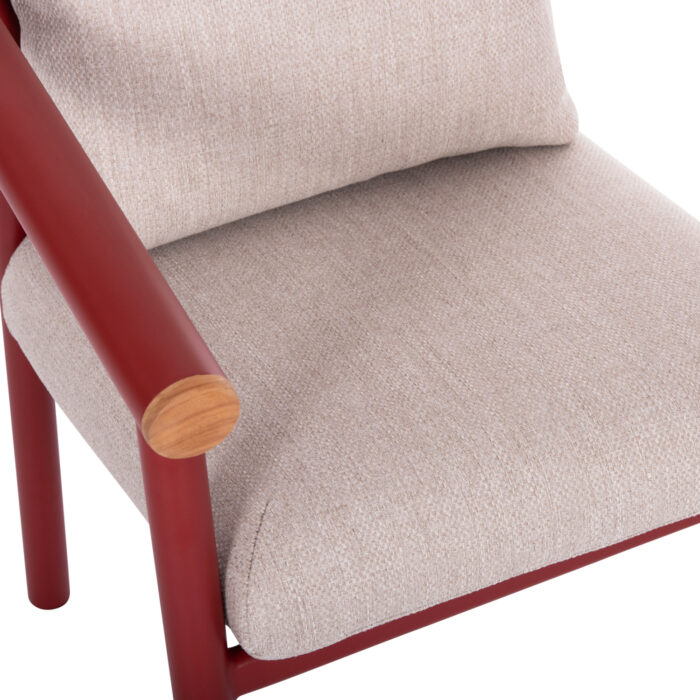 DINING CHAIR SERIES EUTOPIA SM6239.05 ALUMINUM IN RED-BEIGE OLEFIN FABRIC 62x66x78Hcm. - Image 8