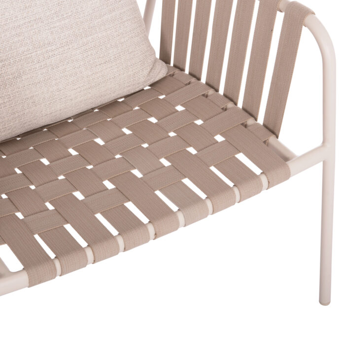 ALUMINUM ARMCHAIR STUNNER SM6323 IVORY FRAME & CUSHIONS WITH BEIGE STRAP ROPE 95x106x165Hcm. - Image 8