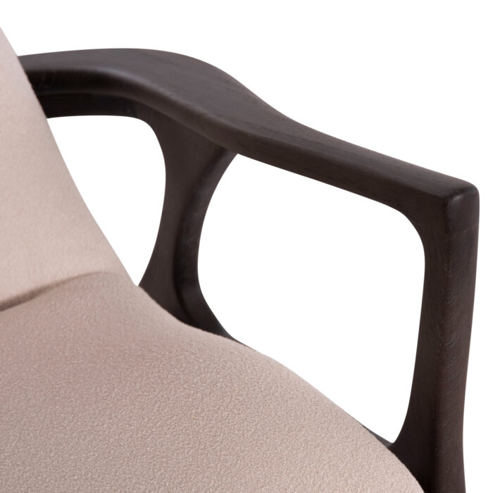ARMCHAIR LOUNGE ARYA SM9969 TEAK WOOD IN BLACK-CREAM WHITE BOUCLE FABRIC 79x88x83Hcm. - Image 8