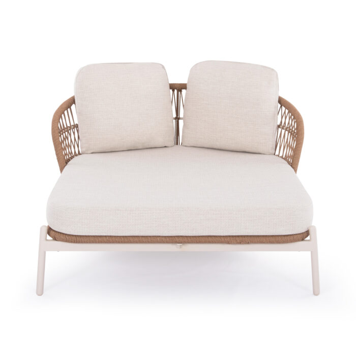 OUTDOOR DAYBED 2-SEATER QUANTUM SM6172 IVORY COLOR ALUMINUM-P.E.WICKER BEIGE 162x148x97Hcm - Image 3