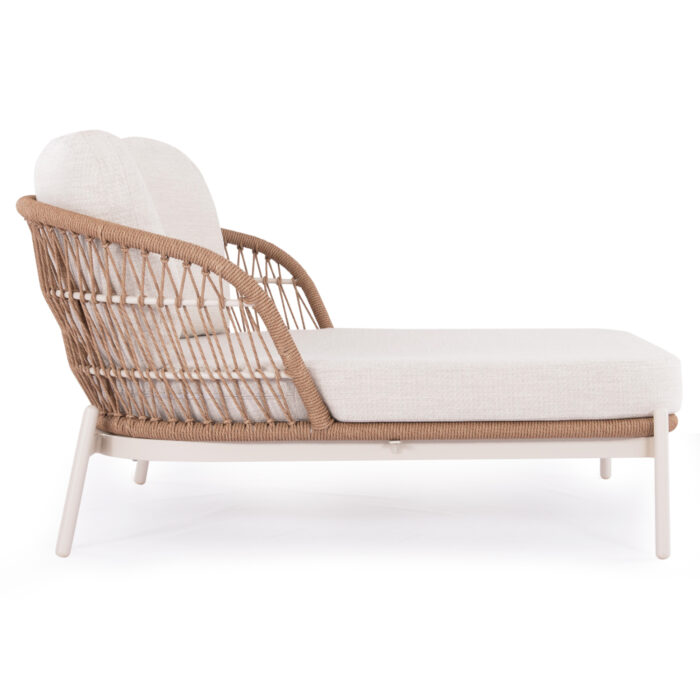 OUTDOOR DAYBED 2-SEATER QUANTUM SM6172 IVORY COLOR ALUMINUM-P.E.WICKER BEIGE 162x148x97Hcm - Image 4
