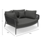 DAYBED 2-SEATER SERIES CAMELLIA SM6217.01 DARK GREY ALUMINUM-P.E.ROPE-OLEFIN 164x144x70Hcm. - Image 6