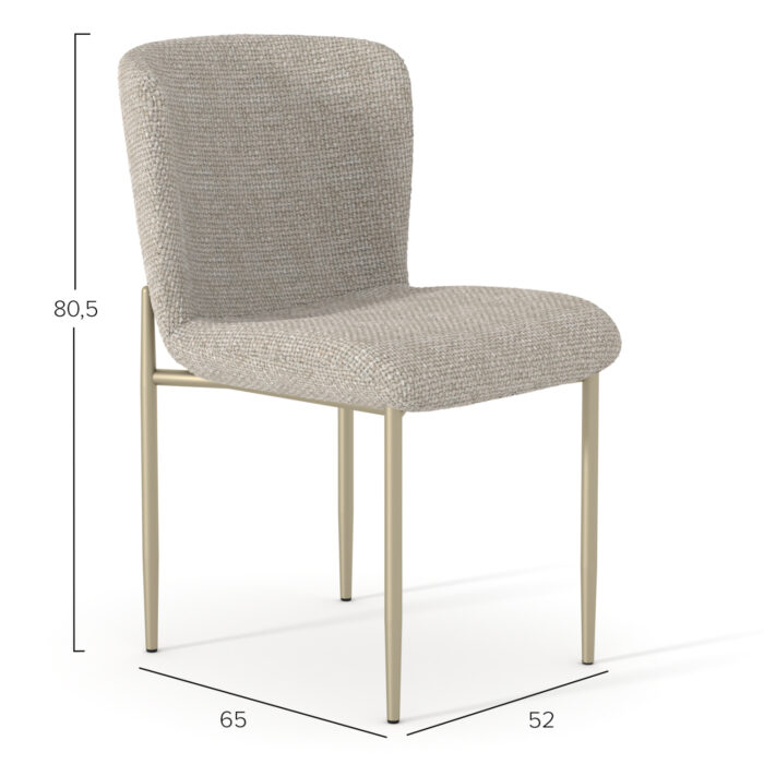 DINING CHAIR SERIES OBSESSION SM18101 FABRIC BEIGE-METAL LEGS IN CHAMPAGNE COLOR 52x65x80.5Hcm. - Image 2