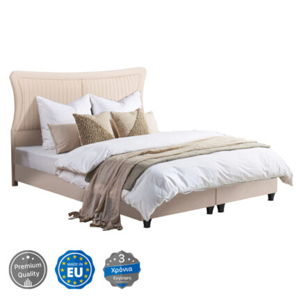 DOUBLE BED NESTOR HM715 BEIGE VELVET FOR MATTRESS 160x200cm.