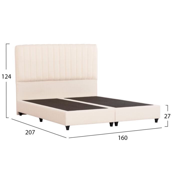 DOUBLE BED LUTHER HM717 BEIGE FABRIC FOR MATTRESS 160x200cm. - Image 3