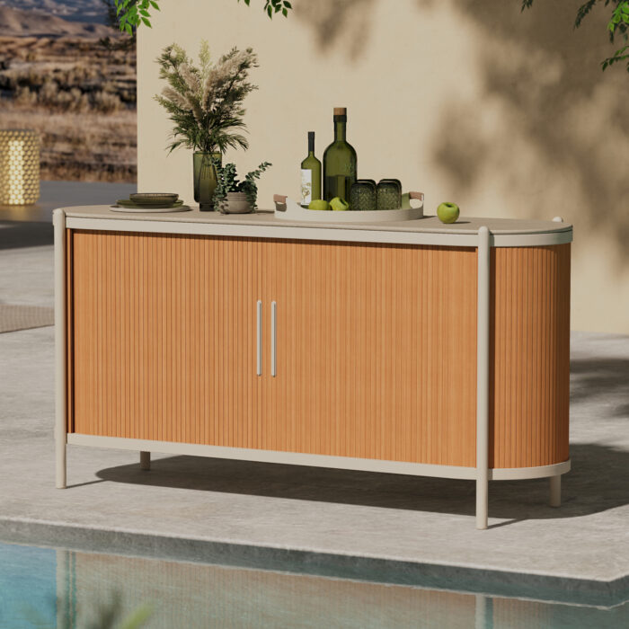 BUFFET SERIES DESTINY SM6322 ALUMINUM IN IVORY-SINTERED STONE TOP 158x46x79Hcm. - Image 1
