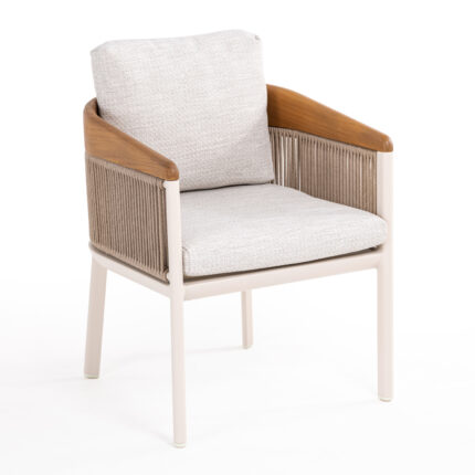ALUMINUM DINING CHAIR SERIES ETHEREAL SM6166 TEAK WOOD-P.E.ROPE-OLEFIN 60x63x84Hcm.