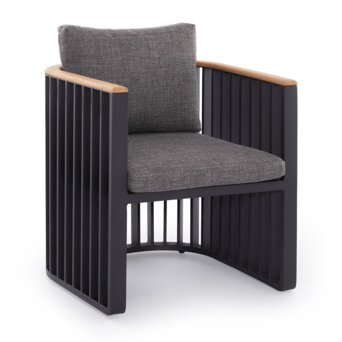 ALUMINUM DINING CHAIR SERIES ETERNITY SM6174 ANTHRACITE COLOR-GREY CUSHIONS 64x65x68.5-82Hcm. - Image 1