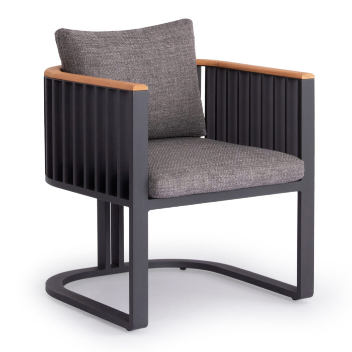 ALUMINUM DINING CHAIR SERIES ETERNITY SM6176 ANTHRACITE COLOR-GREY CUSHIONS 64x65x68.5Hcm. - Image 1