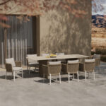 DINING CHAIR SERIES DESTINY SM6168 IVORY COLOR ALUMINUM & CUSHIONS-BEIGE WICKER 65x68x75.5-82H - Image 2