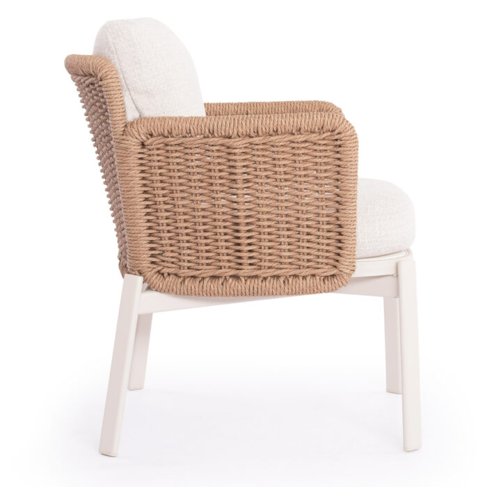DINING CHAIR SERIES DESTINY SM6168 IVORY COLOR ALUMINUM & CUSHIONS-BEIGE WICKER 65x68x75.5-82H - Image 4