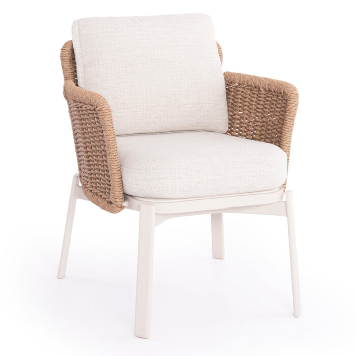 DINING CHAIR SERIES DESTINY SM6168 IVORY COLOR ALUMINUM & CUSHIONS-BEIGE WICKER 65x68x75.5-82H - Image 1