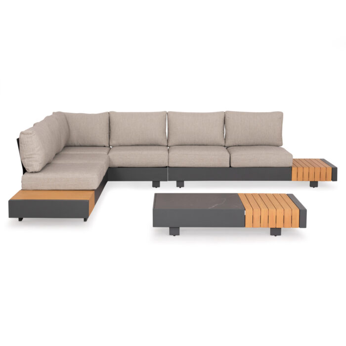 OUTDOOR CORNER LOUNGE SET 4PCS ADHARA SM6189 ALUMINUM-OLEFIN FABRIC-SINTERED STONE - Image 3