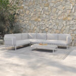 OUTDOOR LOUNGE SET 4PCS PEGASUS SM6199.02 CREAM WHITE ALUMINUM- BEIGE P.E.ROPE & OLEFIN FABRIC - Image 2