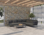 OUTDOOR LOUNGE SET 4PCS PEGASUS SM6199.01 DARK GREY ALUMINUM-P.E.ROPE-OLEFIN FABRIC - Image 2