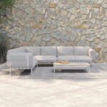 OUTDOOR LOUNGE SET 4PCS PEGASUS SM6199.02 CREAM WHITE ALUMINUM- BEIGE P.E.ROPE & OLEFIN FABRIC - Image 3