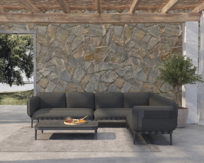 OUTDOOR LOUNGE SET 4PCS PEGASUS SM6199.01 DARK GREY ALUMINUM-P.E.ROPE-OLEFIN FABRIC - Image 3