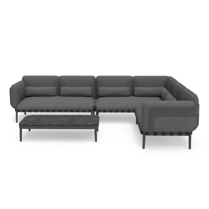 OUTDOOR LOUNGE SET 4PCS PEGASUS SM6199.01 DARK GREY ALUMINUM-P.E.ROPE-OLEFIN FABRIC - Image 4