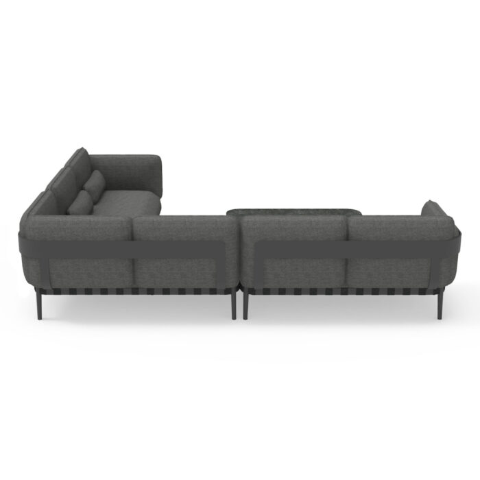 OUTDOOR LOUNGE SET 4PCS PEGASUS SM6199.01 DARK GREY ALUMINUM-P.E.ROPE-OLEFIN FABRIC - Image 5