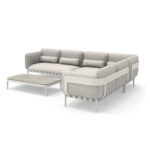 OUTDOOR LOUNGE SET 4PCS PEGASUS SM6199.02 CREAM WHITE ALUMINUM- BEIGE P.E.ROPE & OLEFIN FABRIC - Image 6