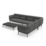 OUTDOOR LOUNGE SET 4PCS PEGASUS SM6199.01 DARK GREY ALUMINUM-P.E.ROPE-OLEFIN FABRIC - Image 6