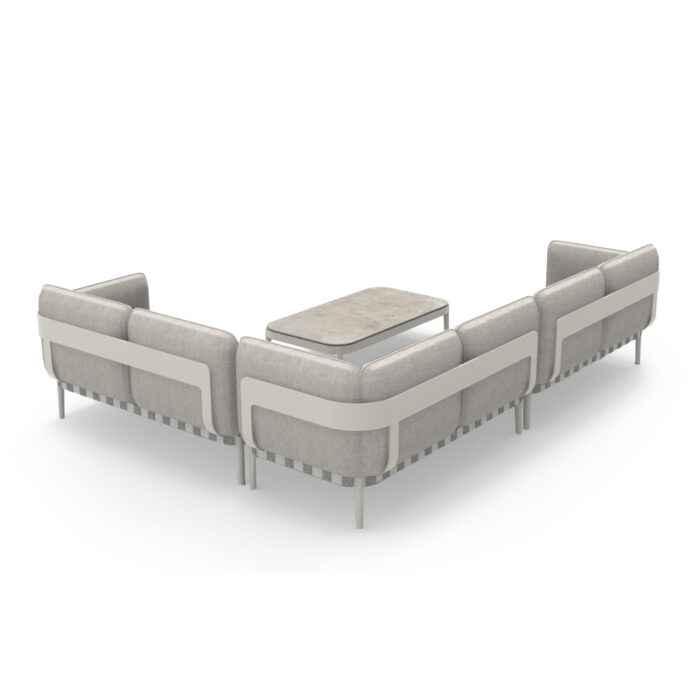 OUTDOOR LOUNGE SET 4PCS PEGASUS SM6199.02 CREAM WHITE ALUMINUM- BEIGE P.E.ROPE & OLEFIN FABRIC - Image 7