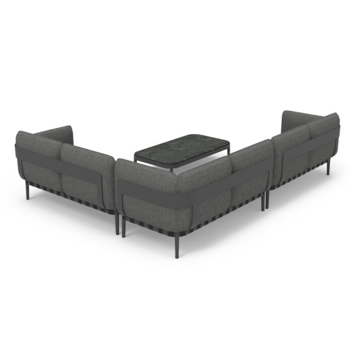 OUTDOOR LOUNGE SET 4PCS PEGASUS SM6199.01 DARK GREY ALUMINUM-P.E.ROPE-OLEFIN FABRIC - Image 7