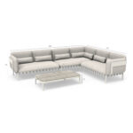 OUTDOOR LOUNGE SET 4PCS PEGASUS SM6199.02 CREAM WHITE ALUMINUM- BEIGE P.E.ROPE & OLEFIN FABRIC - Image 8