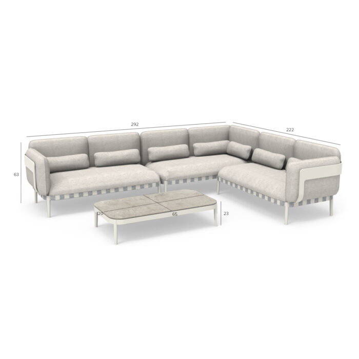OUTDOOR LOUNGE SET 4PCS PEGASUS SM6199.02 CREAM WHITE ALUMINUM- BEIGE P.E.ROPE & OLEFIN FABRIC - Image 8