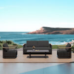 OUTDOOR LOUNGE SET 4PCS SERIES ETERNITY SM6173 ALUMINUM IN ANTHRACITE-GREY SINTERED STONE TOP - Image 2