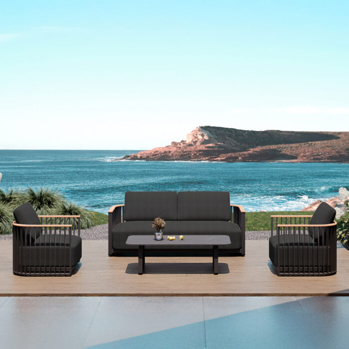 OUTDOOR LOUNGE SET 4PCS SERIES ETERNITY SM6173 ALUMINUM IN ANTHRACITE-GREY SINTERED STONE TOP - Image 2
