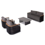 OUTDOOR LOUNGE SET 4PCS SERIES ETERNITY SM6173 ALUMINUM IN ANTHRACITE-GREY SINTERED STONE TOP - Image 3