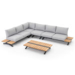 OUTDOOR CORNER LOUNGE SET 5PCS MEILANI SM6190 ALUMINUM-EUCALYPTUS WOOD-ROPE