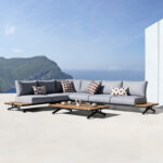 OUTDOOR CORNER LOUNGE SET 5PCS MEILANI SM6190 ALUMINUM-EUCALYPTUS WOOD-ROPE - Image 3