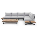 OUTDOOR CORNER LOUNGE SET 5PCS MEILANI SM6190 ALUMINUM-EUCALYPTUS WOOD-ROPE - Image 4