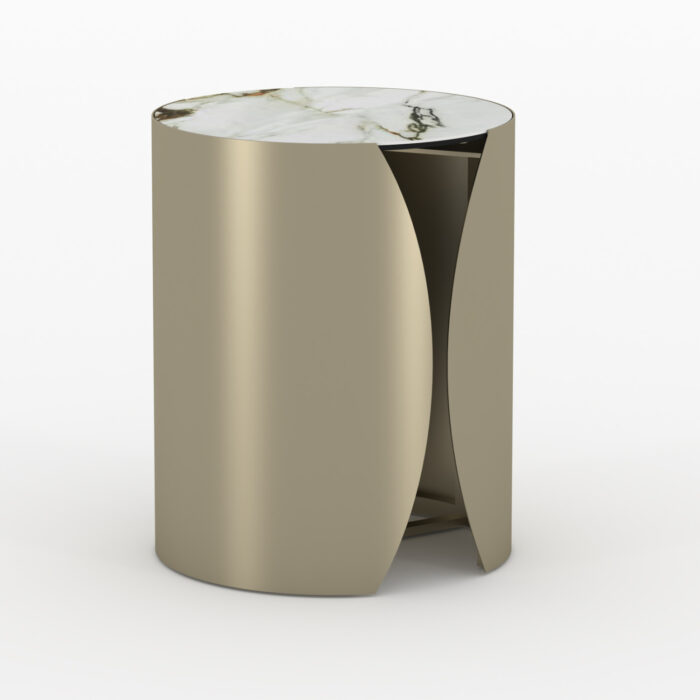 SIDE TABLE ROUND SERIES OBSESSION SM18090 CERAMIC TOP WITH GLASS-METAL LEGS Φ40x50Hcm. - Image 1