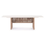 ALUMINUM DINING TABLE SERIES ETHEREAL SM6167 IVORY-COLORED SINTERED STONE TOP-BEIGE P.E.ROPE 240x100x73.5Hm. - Image 2