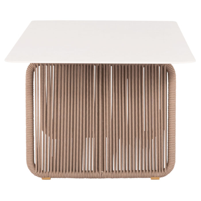 ALUMINUM DINING TABLE SERIES ETHEREAL SM6167 IVORY-COLORED SINTERED STONE TOP-BEIGE P.E.ROPE 240x100x73.5Hm. - Image 3