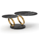 COFFEE TABLE ROUND ROTATING AILLERON SM18096 CERAMIC TOP-METAL BASE Φ77(50)x44Hcm.